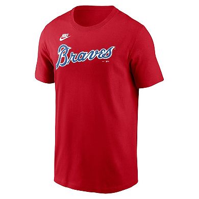 Men's Nike Red Atlanta Braves Cooperstown Wordmark T-Shirt