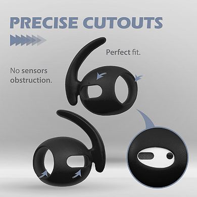 For Airpods 1 & 2 Earbuds Ear Hooks Covers Anti-lost Accessories 3-pair Black
