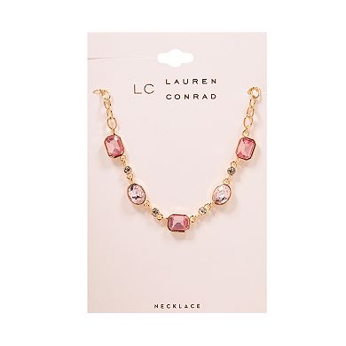 LC Lauren Conrad Gold Tone Multi Stone Statement Necklace