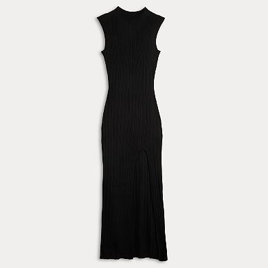 Juniors' Almost Famous Ribbed Front Slit Maxi Dress