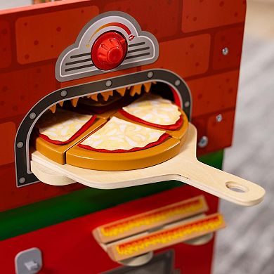 Melissa & Doug Wooden Pizza Food Truck Activity Center with Play Food