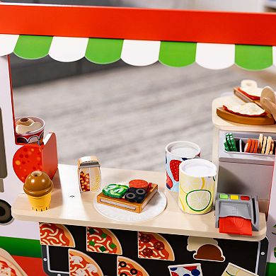 Melissa & Doug Wooden Pizza Food Truck Activity Center with Play Food