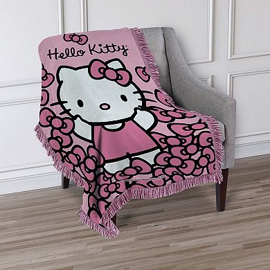 Hello Kitty More Bows Woven Jacquard Throw Blanket 46" x 60"