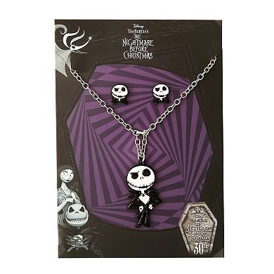 Disney's The Nightmare Before Christmas Jack Skellington Pendant Necklace & Stud Earrings Set