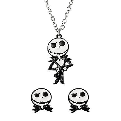 Disney's The Nightmare Before Christmas Jack Skellington Pendant Necklace & Stud Earrings Set