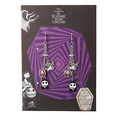 Disney's The Nightmare Before Christmas Silver Tone Jack, Sally, & Zero Drop Earrings