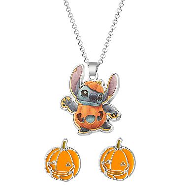 Disney's Lilo & Stitch Pumpkin Pendant Necklace & Stud Earrings Set