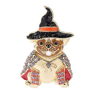 Celebrate Together™ Halloween Gold Tone Crystal Dog with Witch Hat Oversized Stud Earrings