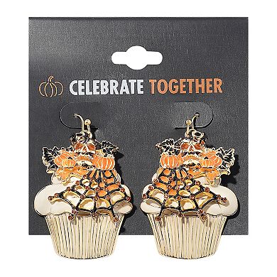 Celebrate Together™ Halloween Gold Tone Spiderweb Cupcake Drop Earrings