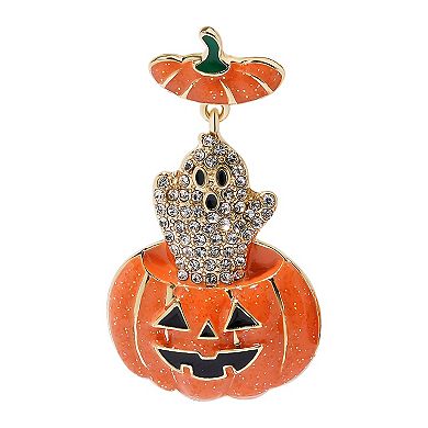 Celebrate Together™ Halloween Gold Tone Crystal Pumpkin & Ghost Drop Earrings