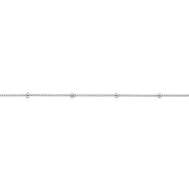 PRIMROSE Sterling Silver Polished Beads Station Curb Chain Necklace