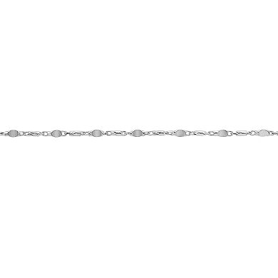 PRIMROSE Sterling Silver Polished Diamond Cut Flat Bar Stations Chain Necklace