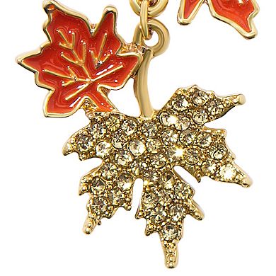 Celebrate Together??? Gold Tone Large Fall Leaves Drop with Post Earrings