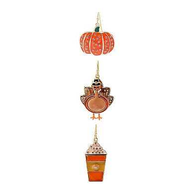 Celebrate Together™ Latte, Turkey, & Pumpkin Drop Earring Set