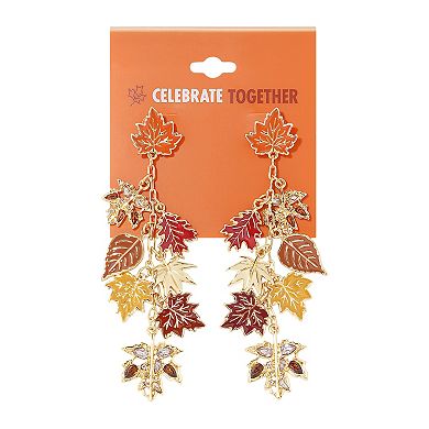 Celebrate Together Brown Fall Mix Leaves Shaky Linear Earrings