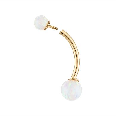 Amella Jewels 10k Gold Internally Threaded Double Opal Belly Ring