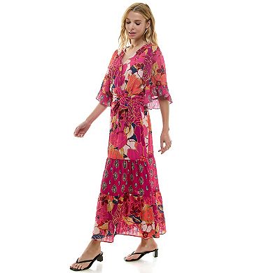 Women's Figueroa & Flower Flutter Sleeve Tiered Maxi Dress