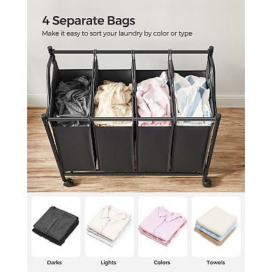 Rolling Laundry Basket With 4 Removable Bags