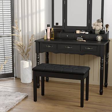 Duet Piano Bench With Padded Cushion And Storage Compartment