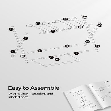 Luggage Rack For Guest Room, Suitcase Stand With Storage Shelf, Steel Frame, Foldable