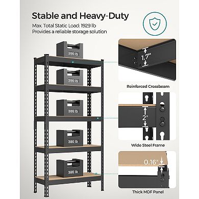 Heavy-Duty 5-Tier Garage Storage Shelf Steel Shelving Unit for Organizing Tools and Equipment
