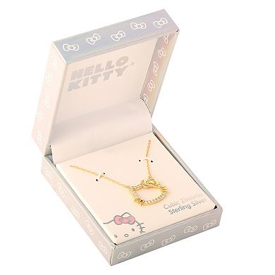 Hello Kitty Sterling Silver Cubic Zirconia Necklace