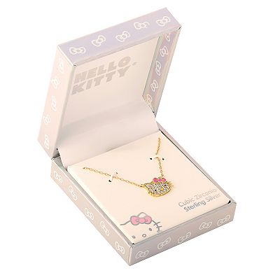 Sanrio Hello Kitty Sterling Silver Cubic Zirconia Pendant Necklace