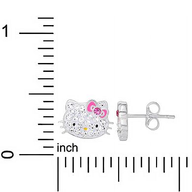 Sanrio Hello Kitty Sterling Silver and Crystal Stud Earrings