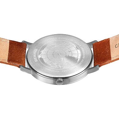 BERING Men's Titanium Leather Strap Watch - 18640-568