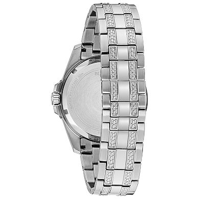 Bulova Men's Stainless Steel Crystal Accented 3-Hand Watch & Crystal Accent ID Bracelet Gift Box Set - 96K105
