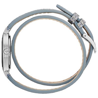 Bulova Women's Rhapsody Stainless Steel Diamond Accent Double Wrap Leather Strap Watch - 96R236