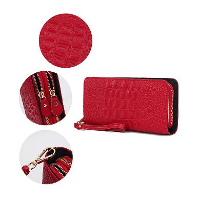 MKF Collection Eve Genuine Crocodile-embossed Women’s Wristlet Wallet by Mia K