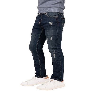 Boys 8-18 Fashion Distressed Jeans With Contrast Neon Stitch