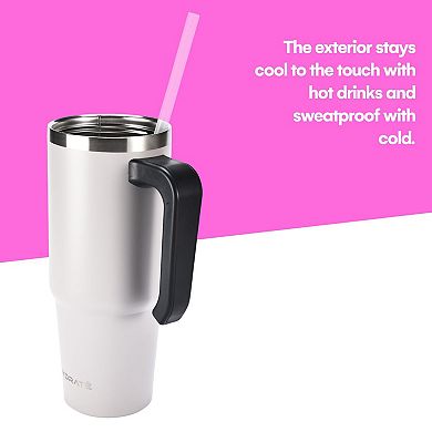 Travel Tumbler With Handle, Vacuum Insulated Travel Mugs For Hot And Cold