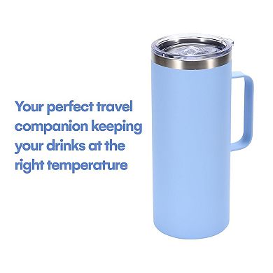 Travel Tumbler With Handle, Vacuum Insulated Travel Mugs For Hot And Cold