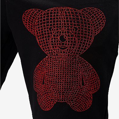 Men's Rinestone Embellished Teddy Bear Jogger