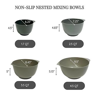 Lexi Home 4-Piece Nested Plastic Mixing Bowl Set with Non-Slip Base