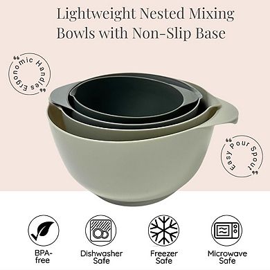 Lexi Home 4-Piece Nested Plastic Mixing Bowl Set with Non-Slip Base