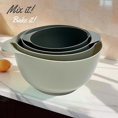 Lexi Home 4-Piece Nested Plastic Mixing Bowl Set with Non-Slip Base