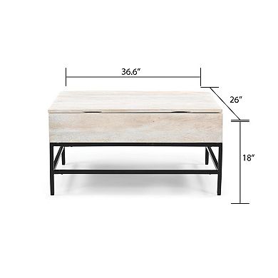 Modern Rustic Lift-top Coffee Table With Iron Base