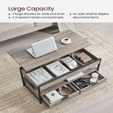 Lift Top Coffee Table With Power Outlet And Storage Shelf