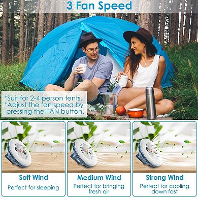 Versatile Portable Camping Fan Rechargeable With Hanging Tent Lamp