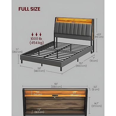 Led Bed Frame Storage Headboard And Charging Station