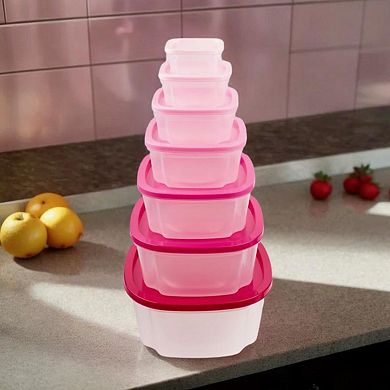 Lexi Home 14-Piece Square Plastic Food Storage Container Set with Gradient Lids