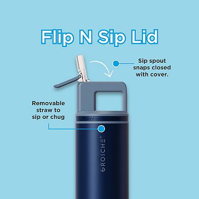 GROSCHE ALPINE Flip 'N Sip Insulated 20-oz. Leakproof Water Bottle with Straw