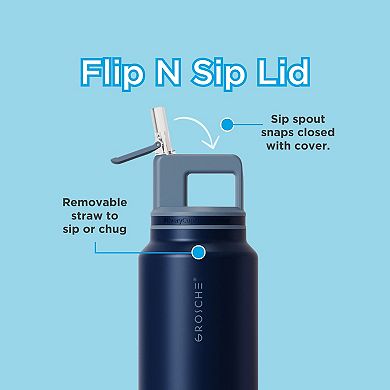 GROSCHE ALPINE Flip 'N Sip Insulated 40-oz. Leakproof Water Bottle with Straw