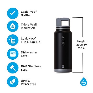 GROSCHE ALPINE Flip 'N Sip Insulated 40-oz. Leakproof Water Bottle with Straw 2-pk.