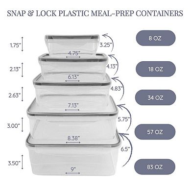 Lexi Home 10-Piece Plastic Snap Lock Food Storage Container Set