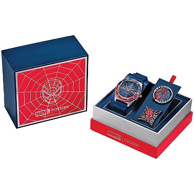 Citizen Men's Eco-Drive Marvel Spiderman Stainless Steel Blue Rubber Strap Box Set