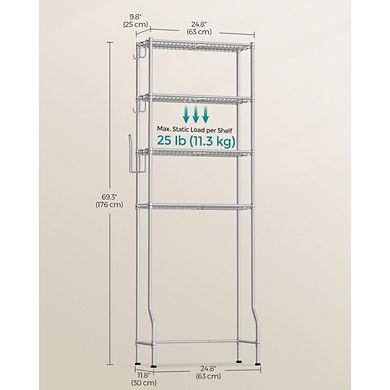 4-Tier Metal Over-the-Toilet Storage Shelf